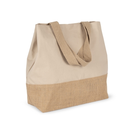 Sac shopping coton et jute beige personnalisé Kimood – vue 3
