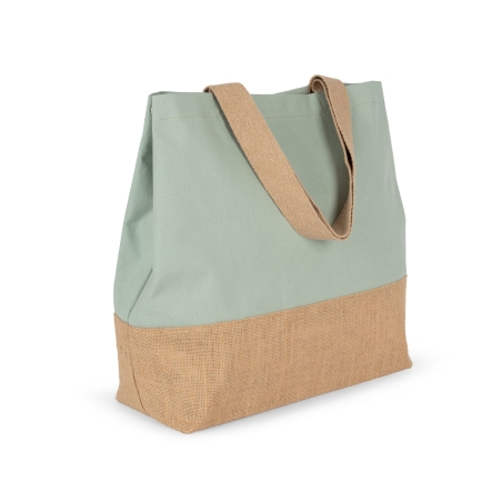 Sac shopping coton et jute Kimood – Coloris Vert Sauge – vue 3