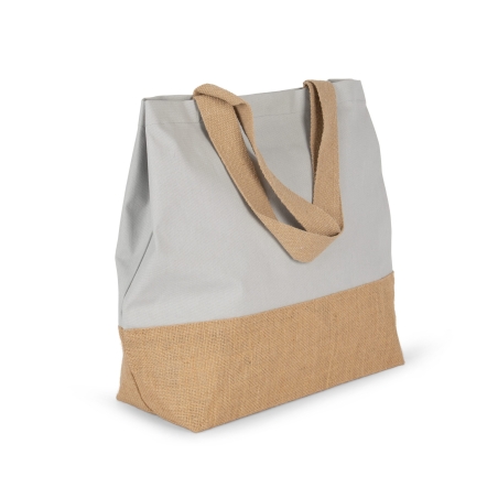 Sac shopping coton et jute gris Snow Grey – Kimood – vue 2