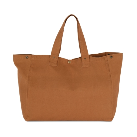 Sac shopping coton délavé Marron Caramel – Kimood – vue 2
