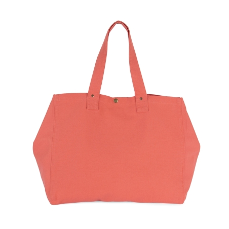 Sac shopping coton délavé Rose Washed Coral Pink Kimood – vue 2