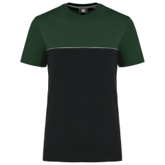 T-shirt bicolore écoresponsable manches courtes Noir/Vert WK.