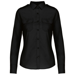 Chemise pilote manches longues femme Kariban Noir