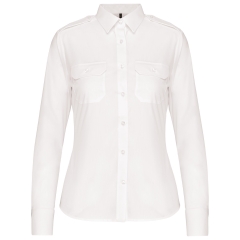 Chemise pilote manches longues femme Blanche Kariban