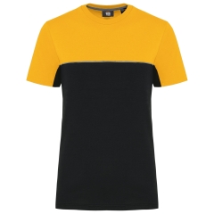 T-shirt bicolore écoresponsable Noir/Jaune WK. Designed To Work