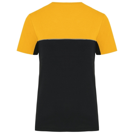 T-shirt bicolore écoresponsable Noir/Jaune WK. Designed To Work – vue 2