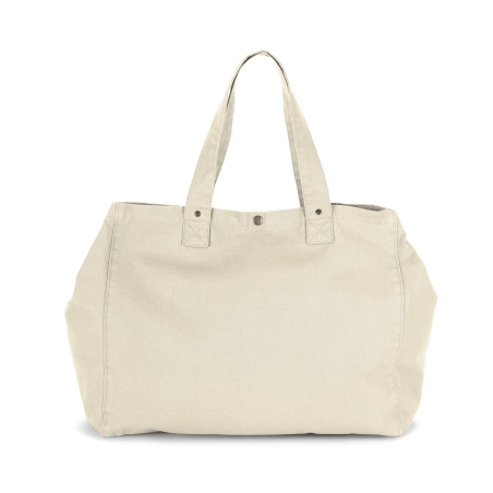 Sac shopping coton délavé beige personnalisable Kimood – vue 2