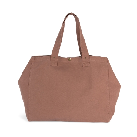 Sac shopping coton délavé Marron Washed Santal – Kimood – vue 2