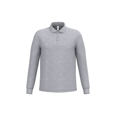 Polo piqué manches longues homme Gris iDeal Basic Brand