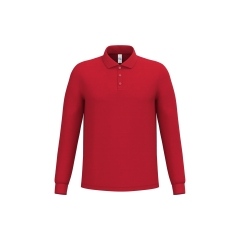 Polo piqué manches longues Rouge homme iDeal Basic Brand