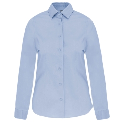 Chemise Coton Élasthanne Manches Longues Femme Bleu Kariban