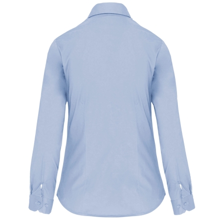 Chemise Coton Élasthanne Manches Longues Femme Bleu Kariban – vue 2