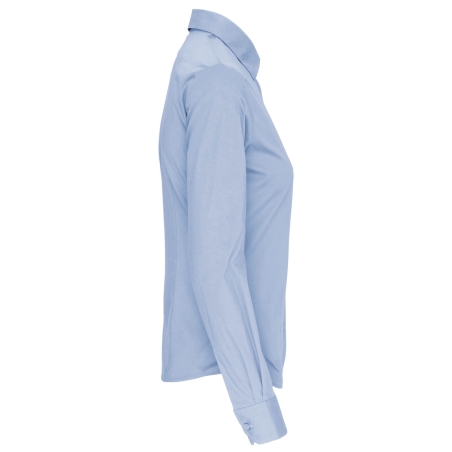 Chemise Coton Élasthanne Manches Longues Femme Bleu Kariban – vue 3