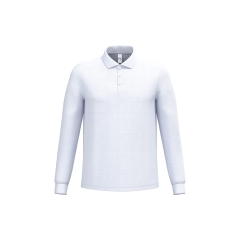 Polo piqué manches longues homme Blanc iDeal Basic Brand