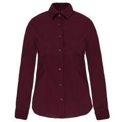 Chemise Femme Coton Élasthanne Manches Longues Bordeaux Kariban