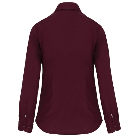 Chemise Femme Coton Élasthanne Manches Longues Bordeaux Kariban – vue 2