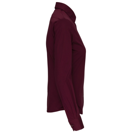Chemise Femme Coton Élasthanne Manches Longues Bordeaux Kariban – vue 3