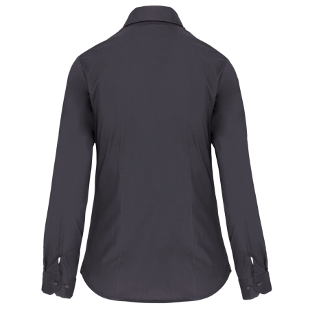 Chemise coton élasthanne manches longues femme Gris Kariban – vue 2
