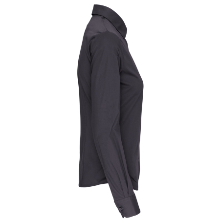 Chemise coton élasthanne manches longues femme Gris Kariban – vue 3