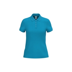 Polo Piqué Femme Bleu Atoll – iDeal Basic Brand