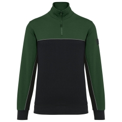 Sweat col 1/4 zip bicolore écoresponsable Noir WK. Designed To Work
