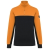 Sweat 1/4 zip bicolore écoresponsable Noir/Orange WK. Designed To Work