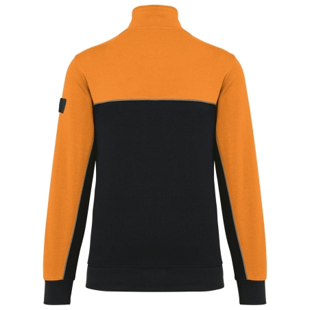 Sweat 1/4 zip bicolore écoresponsable Noir/Orange WK. Designed To Work – vue 2