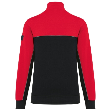 Sweat col 1/4 zip bicolore écoresponsable Noir/Rouge WK. Designed To Work – vue 2