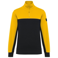 Sweat col 1/4 zip bicolore écoresponsable Noir WK. Designed To Work