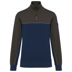 Sweat-shirt écoresponsable 1/4 zip bicolore Marine – WK. Designed To Work
