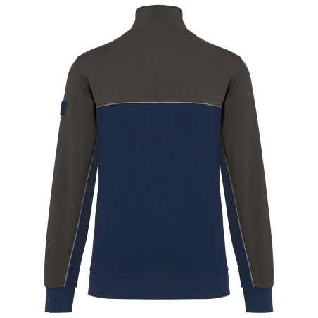 Sweat-shirt écoresponsable 1/4 zip bicolore Marine – WK. Designed To Work – vue 2