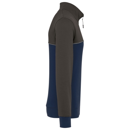 Sweat-shirt écoresponsable 1/4 zip bicolore Marine – WK. Designed To Work – vue 3
