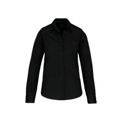 Chemise popeline manches longues femme Kariban – Noir