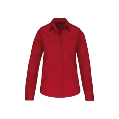 Chemise popeline manches longues femme Rouge – Kariban