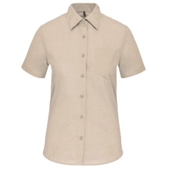 Chemise Popeline Polycoton Manches Courtes Femme Beige Kariban