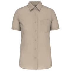 Chemise Popeline Polycoton Manches Courtes Femme Beige Kariban