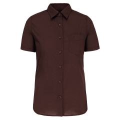 Chemise Popeline Polycoton Manches Courtes Femme Marron Kariban