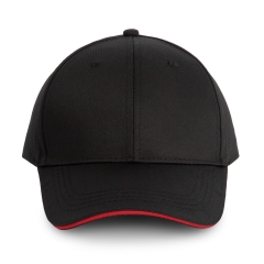 Casquette 6 panneaux sandwich contrasté Noir/Rouge WK. Designed To Work