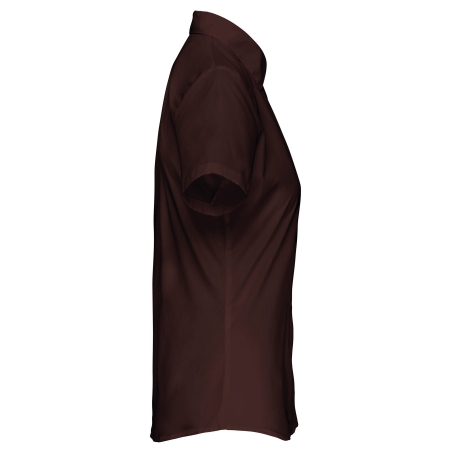 Chemise Popeline Polycoton Manches Courtes Femme Marron Kariban – vue 3