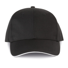Casquette 6 panneaux sandwich contrastée Noir/Blanc WK. Designed To Work