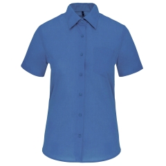 Chemise Popeline Polycoton Manches Courtes Femme Bleue Kariban