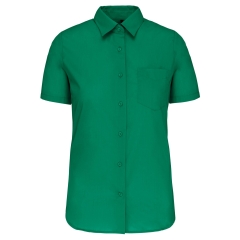 Chemise Popeline Polycoton Manches Courtes Femme Vert Kariban