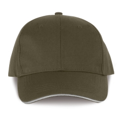 Casquette 6 panneaux sandwich contrastée Vert Khaki WK. Designed To Work