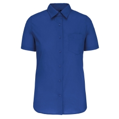 Chemise Popeline Polycoton Manches Courtes Femme Bleue Kariban