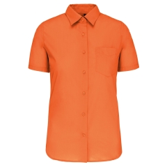Chemise Popeline Polycoton Manches Courtes Femme Orange Kariban