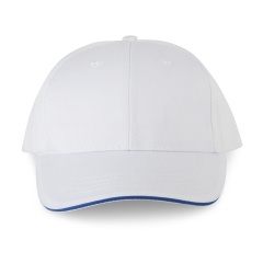Casquette 6 panneaux sandwich contrasté Blanc/Royal Blue WK.