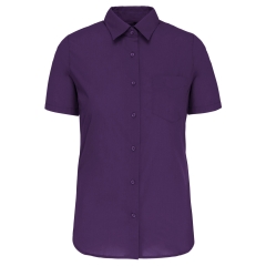 Chemise Popeline Polycoton Manches Courtes Violet Femme Kariban