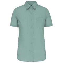 Chemise Popeline Polycoton Manches Courtes Femme Vert Kariban