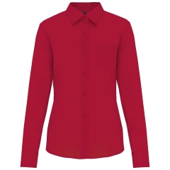Chemise popeline polycoton femme rouge Kariban – coupe droite