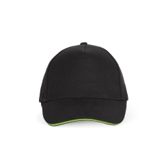 Casquette 5 panneaux sandwich contrasté Noir/Lime K-up